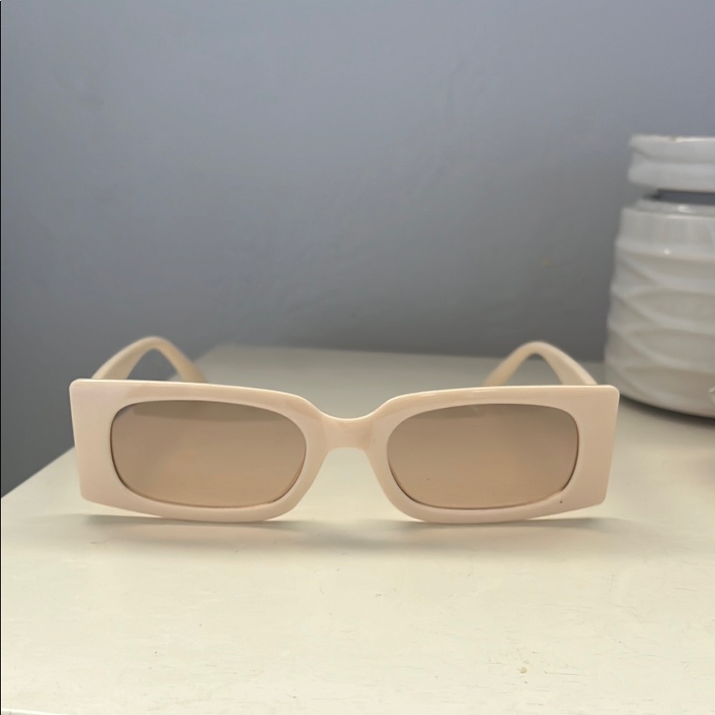 Cream Rectangular Sunglasses
